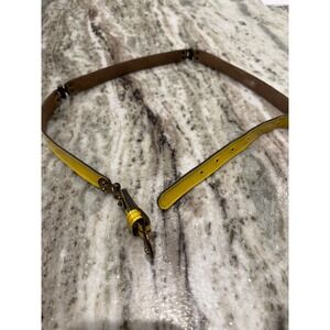 Yellow Leather Belt with Gold Tone Accents